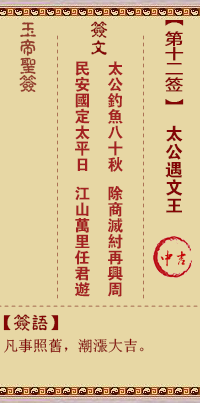 玉帝灵签第12签 玉帝灵签第十二签解签全解