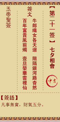 玉帝灵签第21签 玉帝灵签第二十一签解签全解