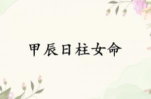 甲辰日柱女命运分析