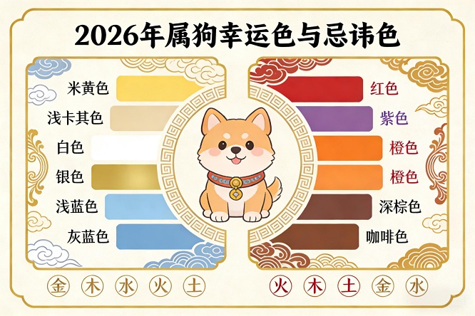 2026年属狗的幸运色和忌讳色 2026年属狗的幸运色和忌讳色