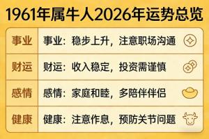 1961年属牛2026年运势及运程