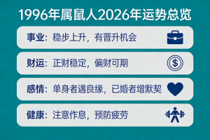 1996年属鼠人2026年运势及运程