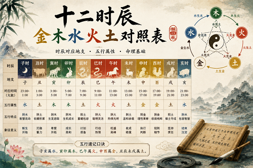 十二时辰金木水火土对照表