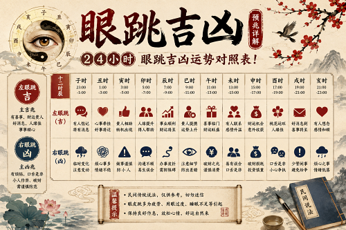 眼跳吉凶预兆详解，眼跳吉凶运势对照表！