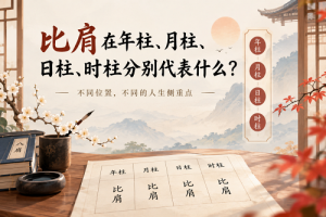 比肩在年柱、月柱、日柱、时柱分别代表什么
